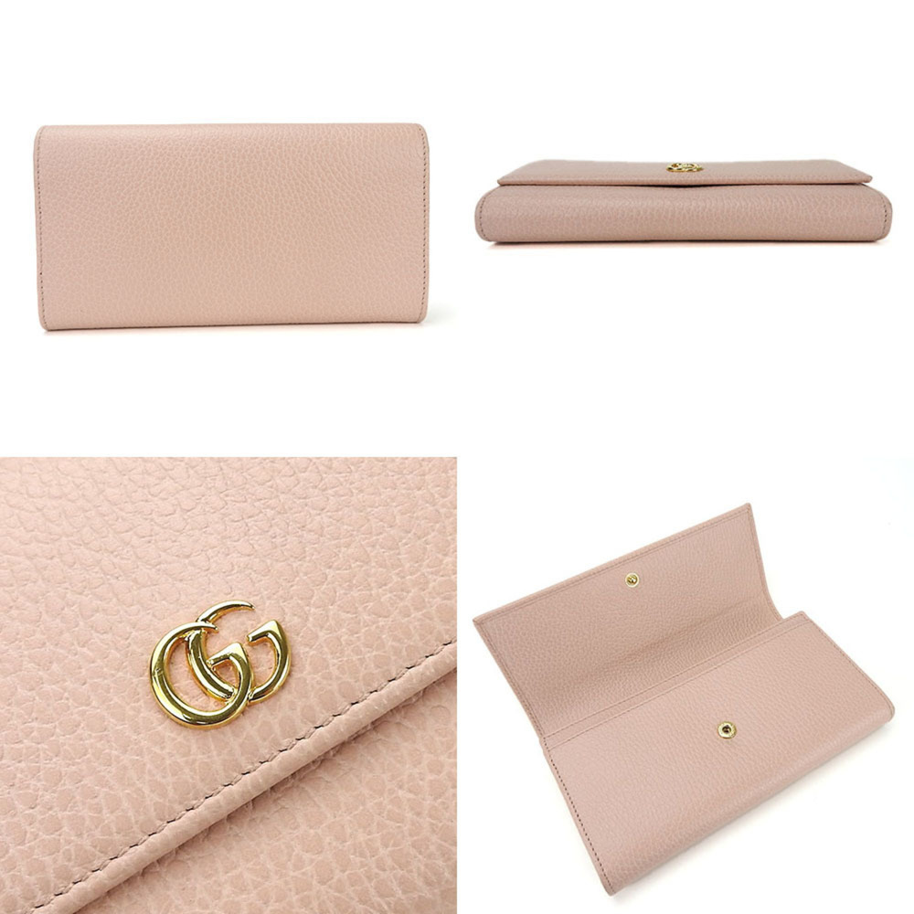 GUCCI bi-fold long wallet 456116 GG Marmont leather pink accessory ladies - Picture 4 of 8